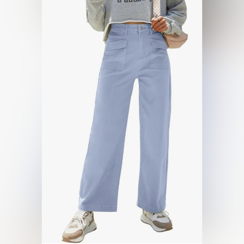 NWT Dokotoo Iceland Blue Wide Leg Women's Pants 27"Waist Size 4 - Picture 1 of 16